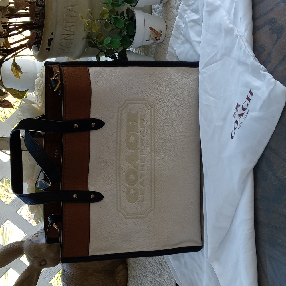 COACH COLOR BLOCK 30 TOTE WITH SATIN DUSTBAG
